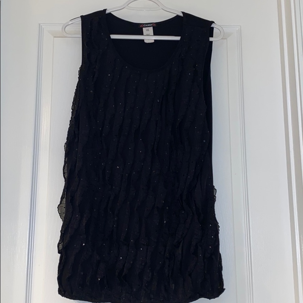 Cocomo Black Polyester Ruffle Top